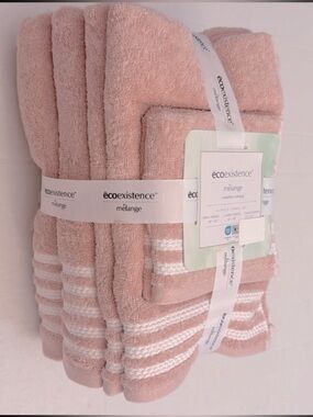 6pc Ecoexistence Mélange Bath Towel Set - Waterless Coloring  - Pink/White